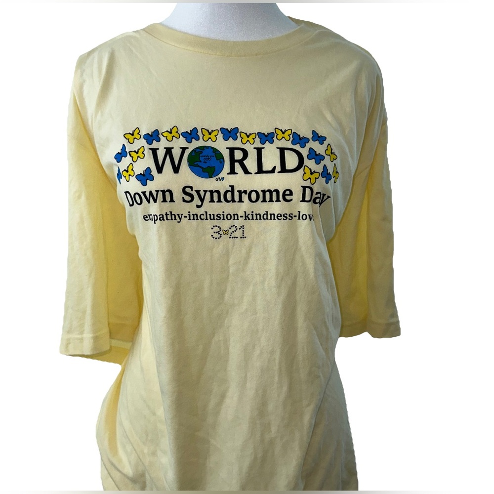 NWT Candidly Kind World Down Syndrome Day T-Shirt 4XL Yellow